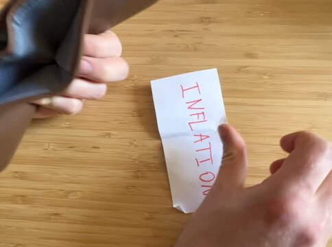 hands opening an empty wallet due to inflation and high prices