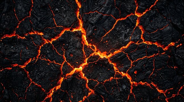 Glowing Molten Lava Crack Texture Background