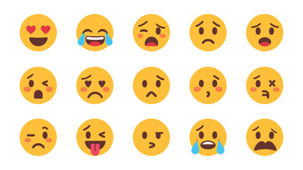 Naklejka premium Emotional Spectrum: A vibrant assortment of emoji icons, each portraying a unique expression, encapsulates the vast range of human emotions. 
