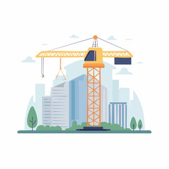 Obraz premium Construction Crane in Cityscape with Buildings