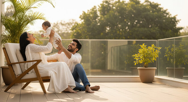 happy indian family enjoying together at home