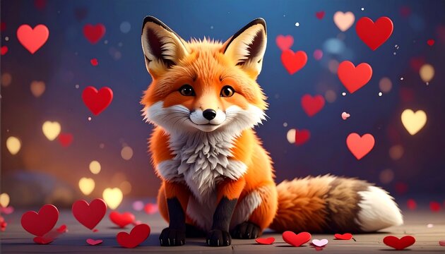 Niedlicher Fuchs mit Herzen
