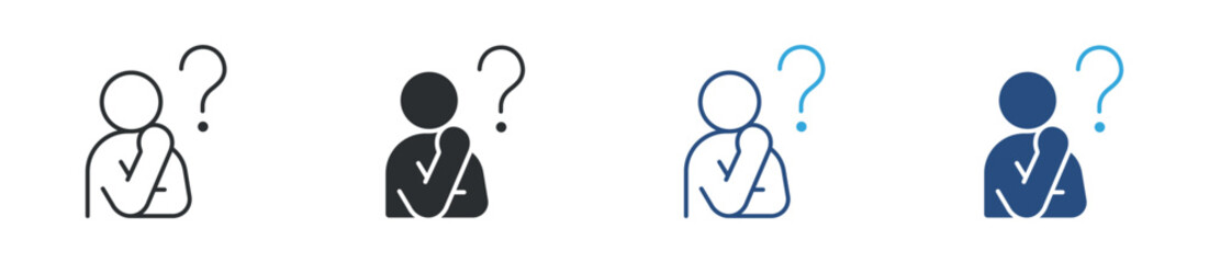 Thinking person icon set. problem solving symbol. confusion and decision making concept. vector illustration. © Icon Atelier