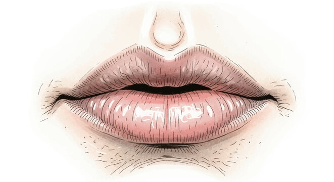 Realistic illustration of a woman's lips and mouth close-up