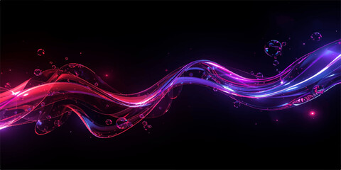 Dynamic blue and purple abstract background vector illustration featuring glowing light waves and flowing fractal curves on a dark texture for a modern energy motion wallpaper design © MD