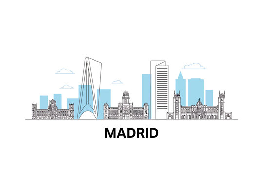 Illustration of Madrid city skyline with buildings and skyscrapers  urban landscape