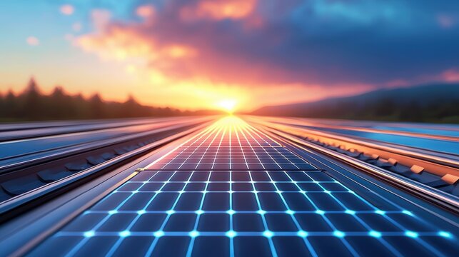 Train Environmental Sustainability Close up of a hyperloop train solar panel array, highlighting its use of renewable energy