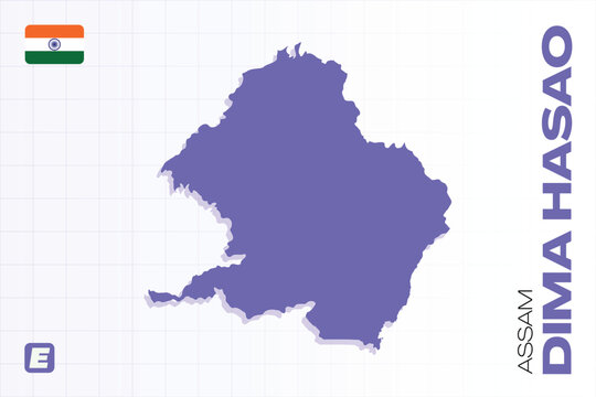 Detailed and editable vector map of Dima Hasao district in the Indian state of Assam, ready for Adobe Illustrator EPS projects. 
