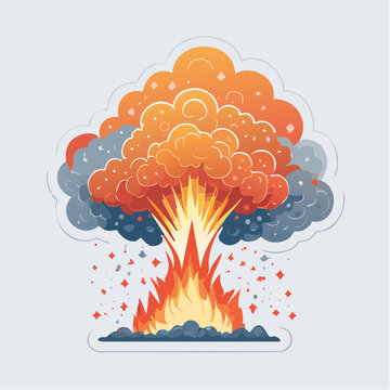 Explosion and Fire Cloud Illustration