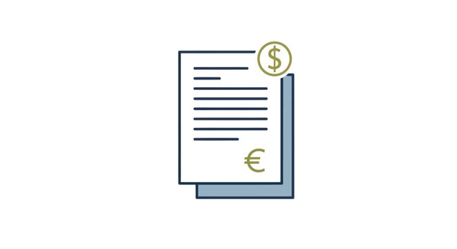 Financial Document with Dollar and Euro Symbols, Business Paperwork