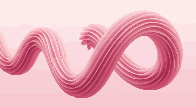 Mesmerizing digital rendering of a vibrant pink abstract form, showcasing an dynamic and fluid undulating motion, perfect for modern artistic and creative visual compositions