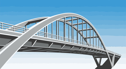 Fototapeta premium A grand arch bridge stretches across a clear blue sky with white clouds
