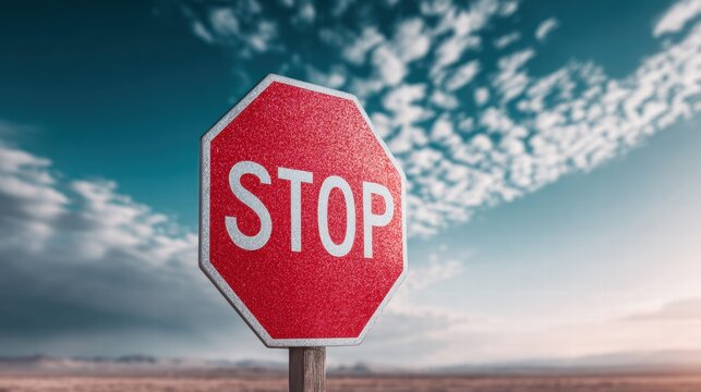 Stop sign against a beautiful sky