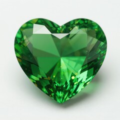 Fototapeta premium Green Heart Gemstone Isolated on White Background