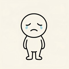 Fototapeta premium Sad Face Emotion Icon Illustration on Plain Background