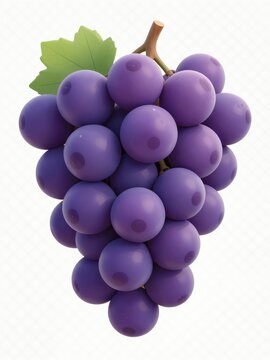 Purple Grape Cluster Isolated on White Background