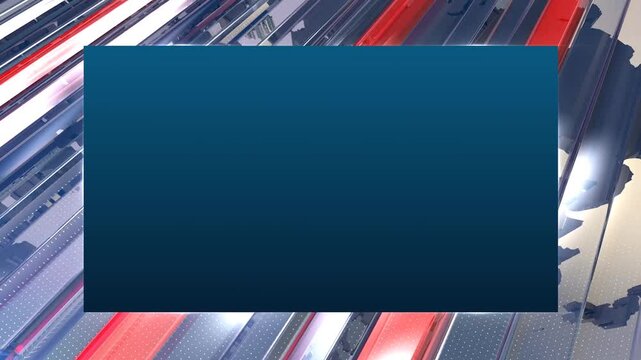 Professional 4K News Broadcast Background with Blue Graphic Plate and Chroma Key Green Screen Template for Media Presentations