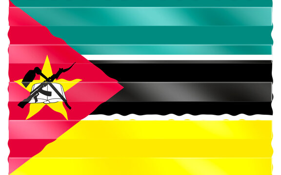 Waving Flag of Mozambique in a Glossy Stylized Digital Illustration Representing National Pride and Identity