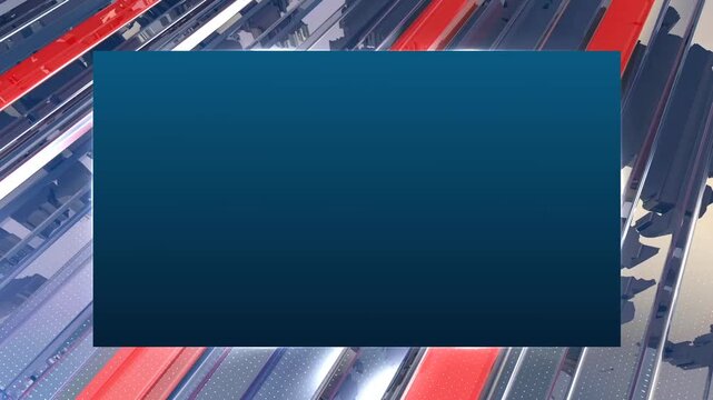 Professional 4K News Broadcast Background with Blue Graphic Plate and Chroma Key Green Screen Template for Media Presentations