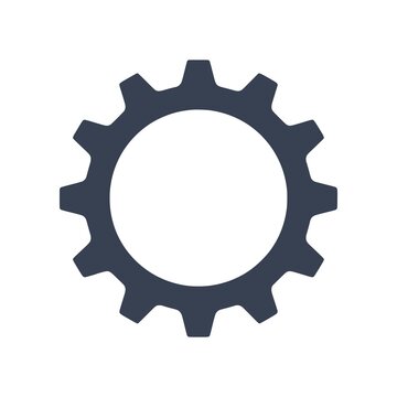 Minimal tech settings gear icon with simple shape and center hole. Clean flat SVG design ideal for configuration, system controls, and technology interfaces.
