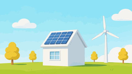 House with solar panels and wind turbine © Phoenix