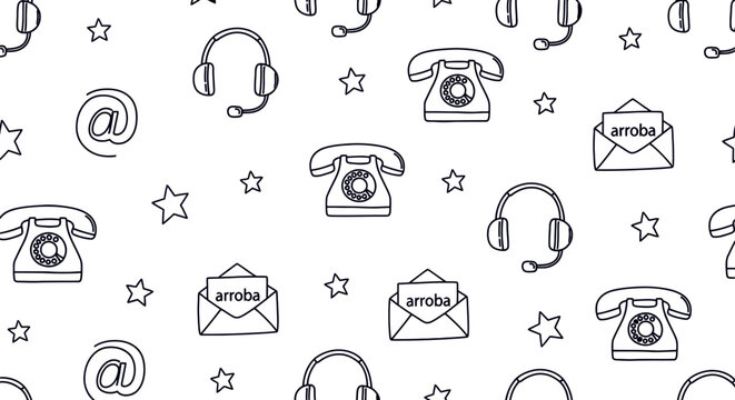 Seamless communication icons pattern line style technology background design