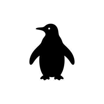 Penguin Silhouette Icon Isolated on White Background - Vector Illustration