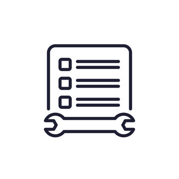 service list line icon with checklist and wrench