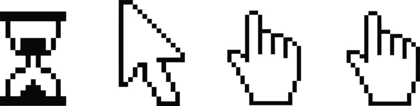 Pixelated computer cursors a nostalgic collection of classic mouse pointer icons in black and white
