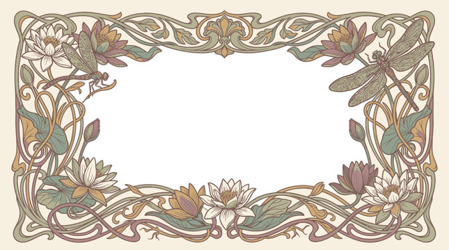 Art Nouveau Whiplash Border Vintage Frame Vector