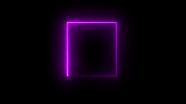 Neon purple glowing square frame border animation on black background