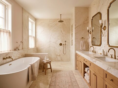 Luxury Ensuite Bathroom with Freestanding Bath and Open Shower