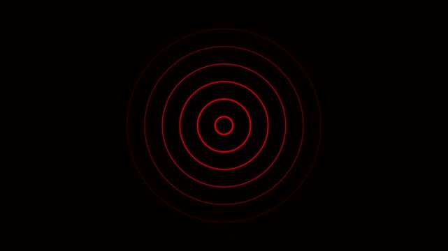 Red concentric circles pulsing animation, abstract geometric motion background