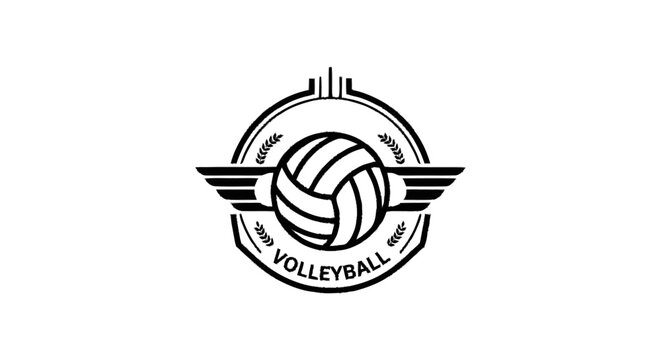 Volleyball Sports Emblem with Wings, Retro Style, Graphic Design Element for Teams or Tournaments, Vintage Inspired Logo