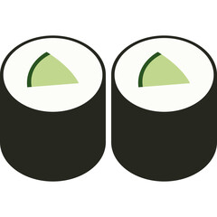 Two Pieces of Fresh Cucumber Sushi Rolls © Maiza 