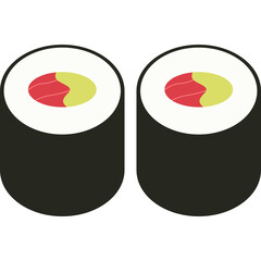 Flat Illustration of Two Maki Sushi Rolls © Maiza 