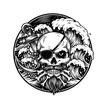 Pirate skull with eye patch.