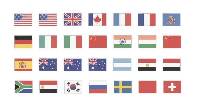 Collection of World Flags Icons - International Symbols of Countries