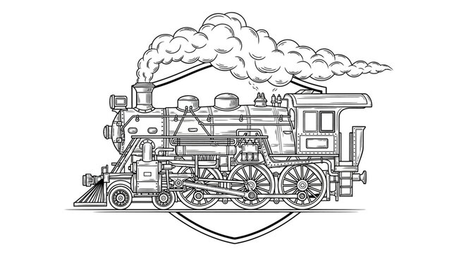 Vintage Steam Locomotive Train Engine Side.