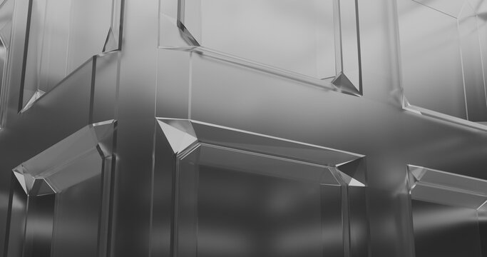 3d render dark grey glass cube background wallpaper
