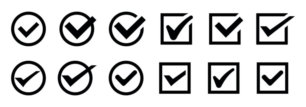 Vector illustration of check mark icon set. Check mark vector icon. Vector symbols set ,green checkmark isolated on white background