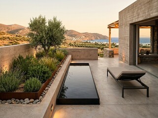 Fototapeta premium Luxury Penthouse Rooftop Terrace with Landscaped Planting Beds