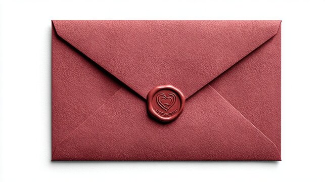 Elegant rose gold envelope sealed with a wax stamp featuring a heart emblem