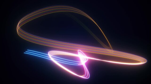 looping animation. Abstract colorful glowing neon wavy lines and bright lights. Abstract digital data wave. VJ loop. Big data light speed flow. Cyberspace of trail waves. Modern tech transmission