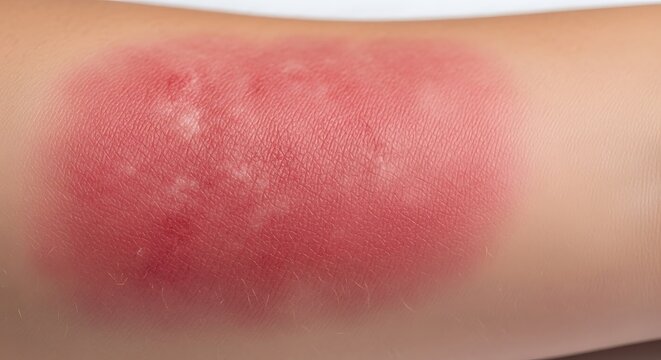Close-up of Red Inflamed Skin Patch Showing Eczema Symptoms