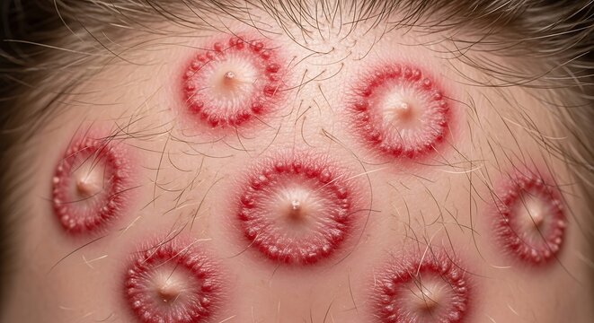 Scalp Fungal Infection Ringworm Lesions