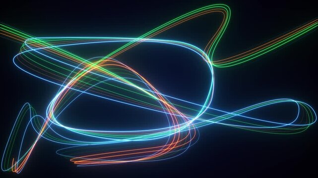 looping animation. Abstract colorful glowing neon wavy lines and bright lights. Abstract digital data wave. VJ loop. Big data light speed flow. Cyberspace of trail waves. Modern tech transmission