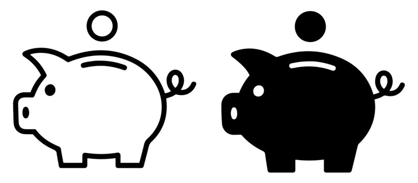 piggy bank icon money saving outline
