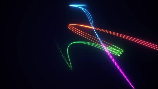 looping animation. Abstract colorful glowing neon wavy lines and bright lights. Abstract digital data wave. VJ loop. Big data light speed flow. Cyberspace of trail waves. Modern tech transmission
