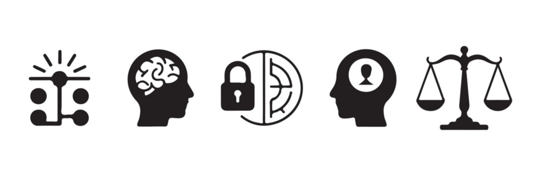 Strategic intelligence and ethical decision making icons.